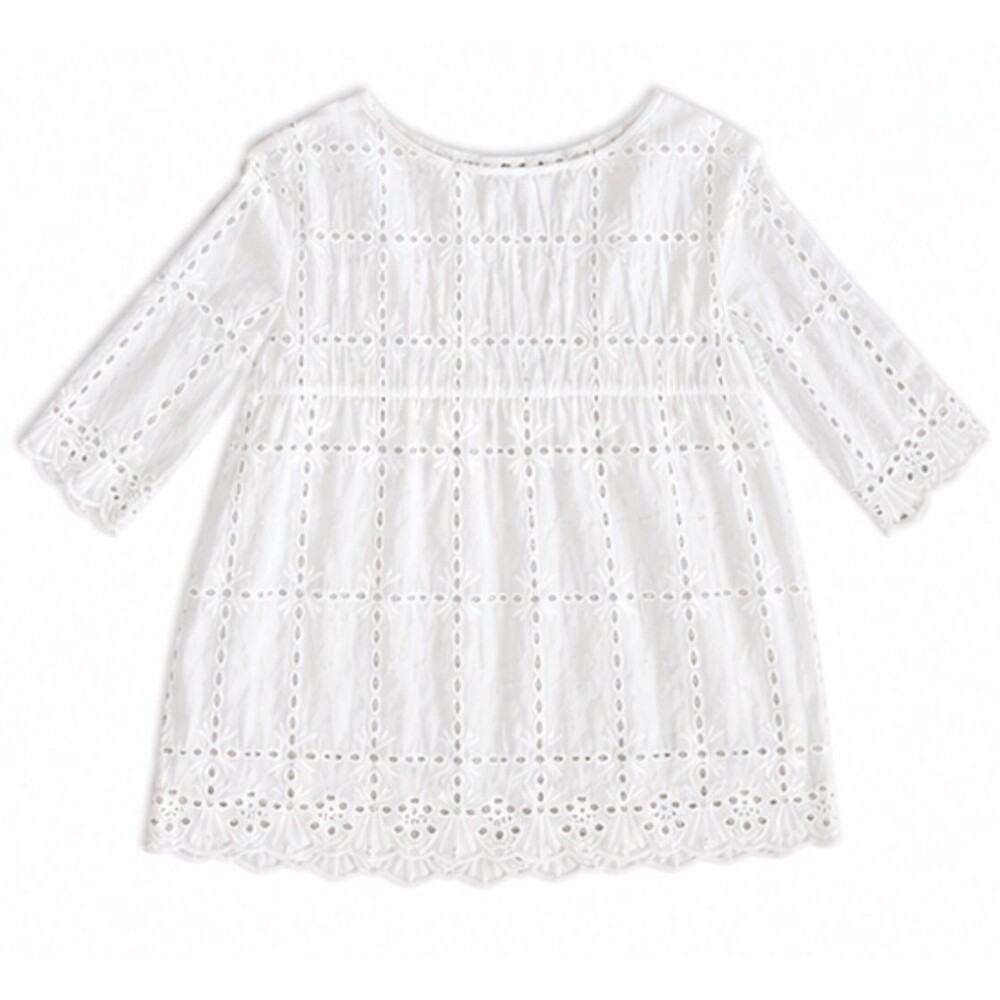 Miss Kelly 1999 White Eyelet Blouse Top Women Sz L Boho Cottagecore 1449N5 - Picture 3 of 7